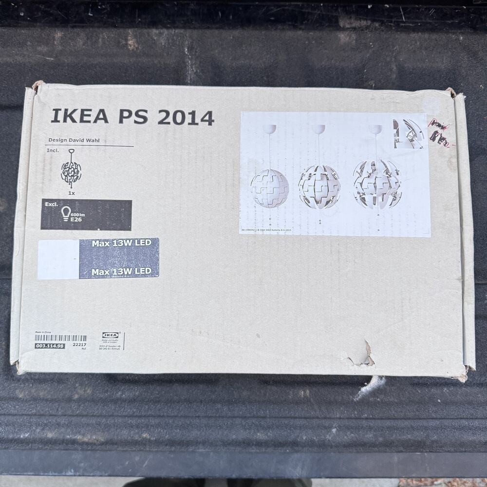 IKEA PS 2014 Pendant Lamp White David Wahl Death Star Design – New In Box